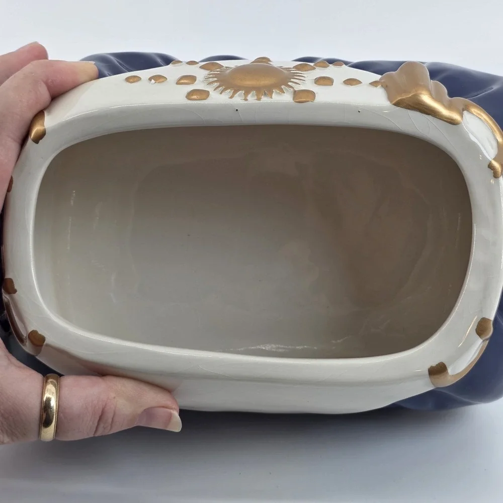 David's Cookies Handbag Cookie Jar : Navy Blue & Gold Purse Vintage